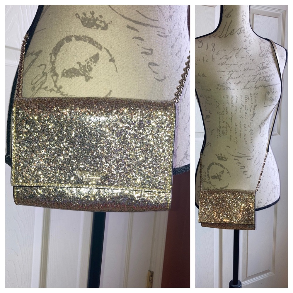 Kate Spade Gold Fleck Shimmer Glitter Crossbody Evening Holiday Purse Bag